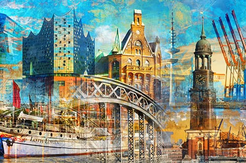 Abstrakte Hamburg Bilder und Collagen auf Leinwand, Acrylglas oder Alu-Dibond kaufen