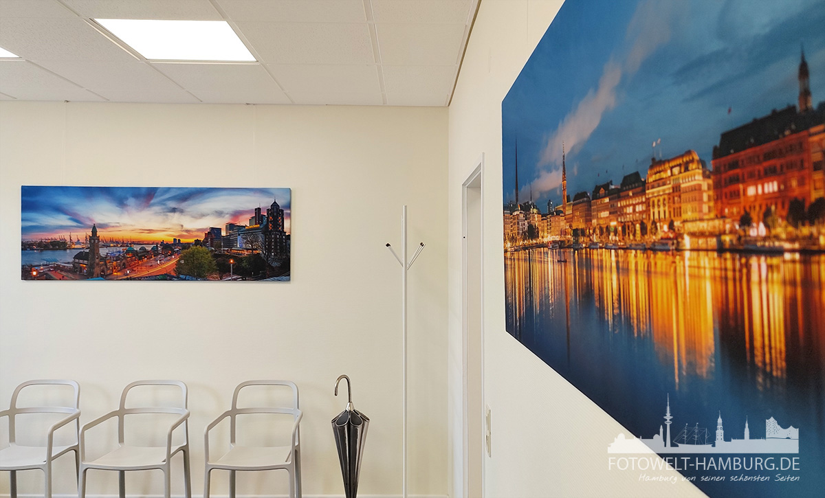 Hamburg Leinwandbilder für Ihr Büro, Ihre Praxis oder Kanzlei. Hochwertige farbintensive Druck mit scharfem Druckbild.