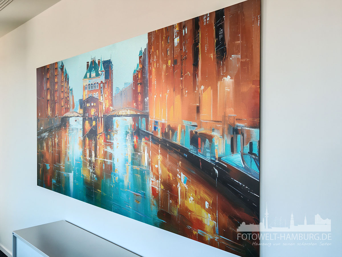 Hamburg Kunstdrucke in metallischer Optik - Edle Kunstdrucke auf gebürstetem Alu-Dibond.