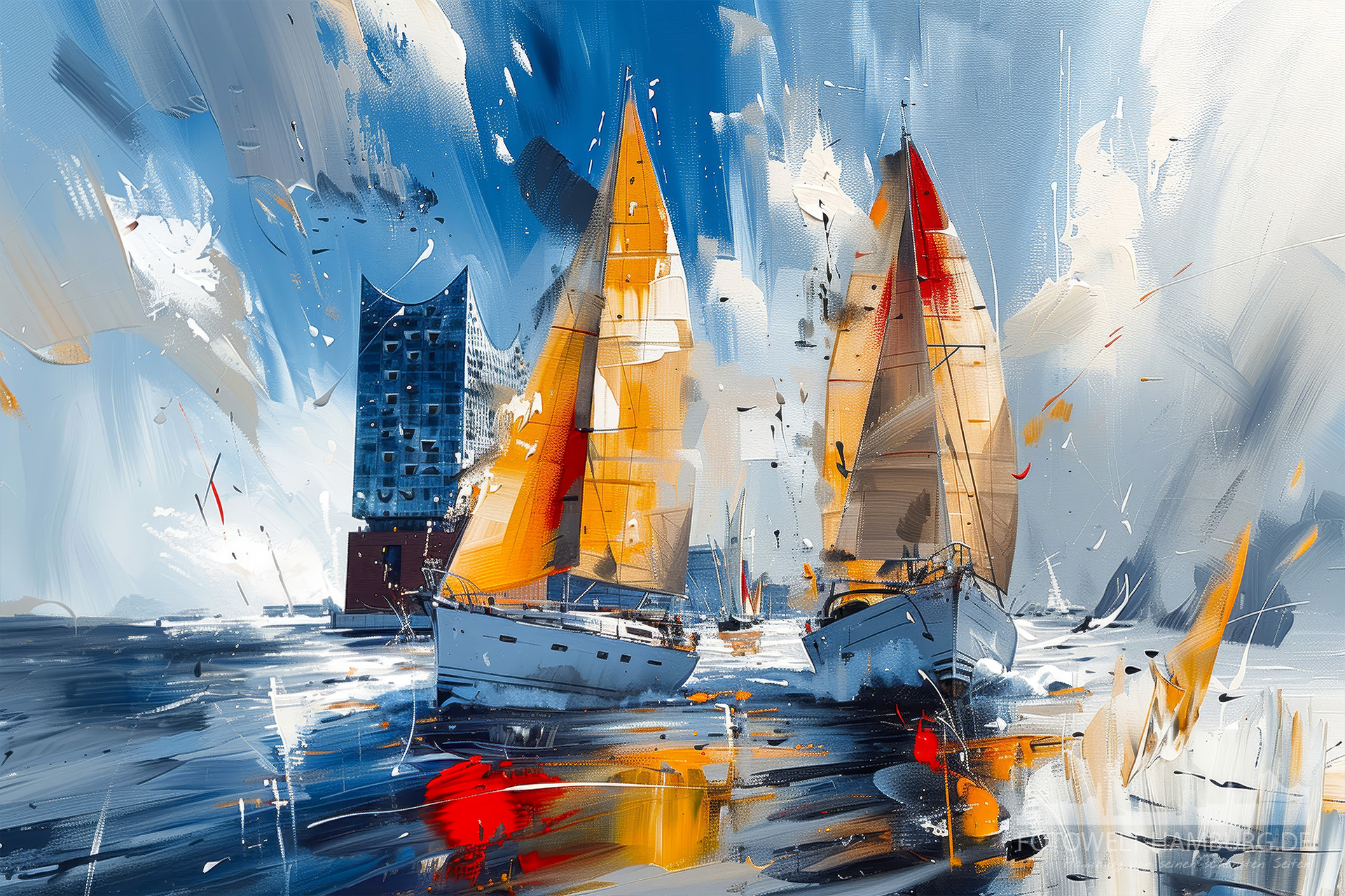 Moderne abstrakte Hamburg Bilder und Collagen auf Leinwand, Acrylglas, Dibond oder als Poster