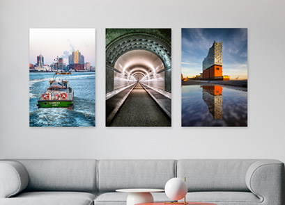 Hamburg Bilder auf Alu-Dibond im edlen gebürsteten Alu-Stil - Hamburg Alu Bilder im metallischen Schimmer