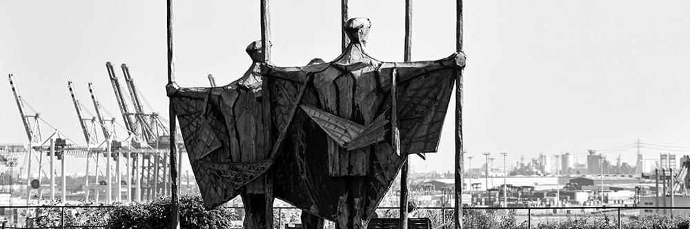 Hamburg Bild auf Leinwand schwarzweiss - Panorama am Altonaer Balkon