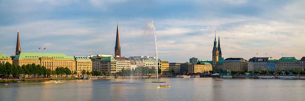 Binnenalster Panorama - Hamburg Bild als hochwertiger Druck auf Leinwand, Acrylglas oder als Poster