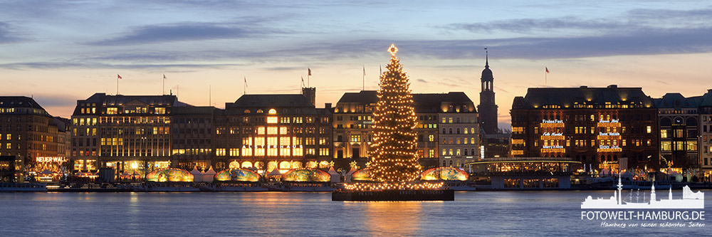 Hamburg Bild auf Leinwand - Hamburger Weihnachten am Jungfernstieg