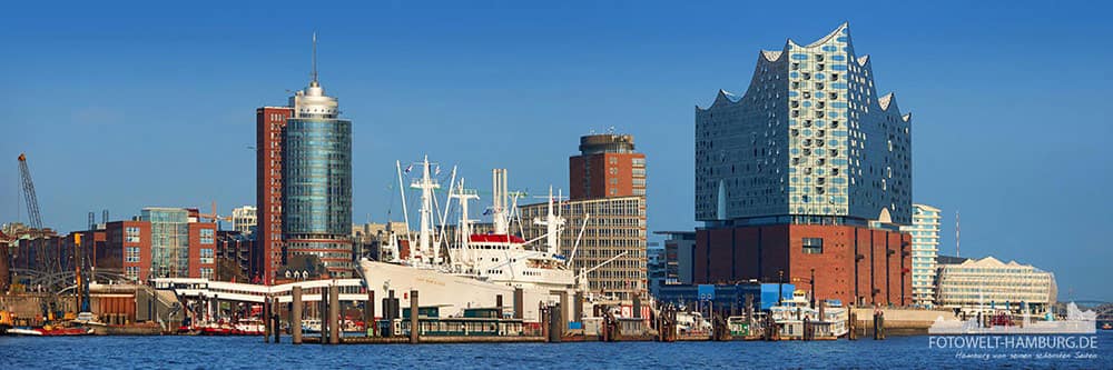 Hamburg Hafen City Skyline- Bild auf Leinwand oder Acrylglas