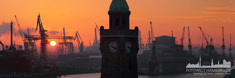 Hamburger Hafen Bild auf Leinwand -Sunset