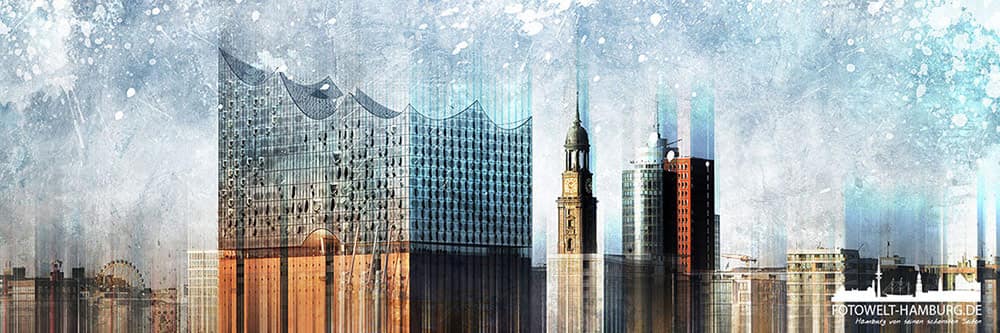 Hamburg Panorama Abstrakt - Bild auf Leinwand 