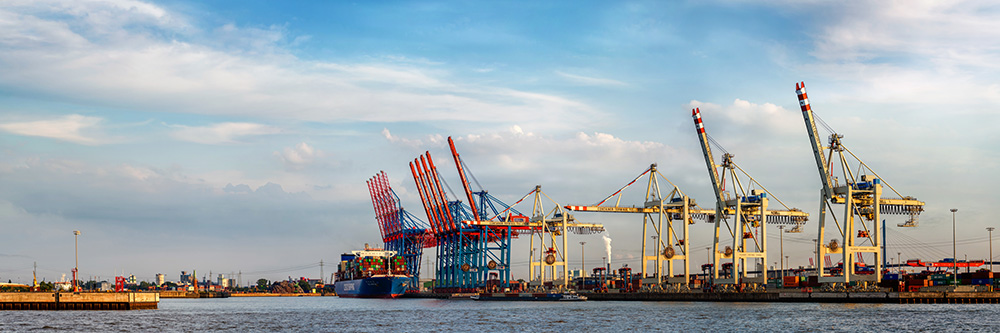 Hamburger Hafen Panorama am Containerterminal Tollerort - Bild auf Leinwand oder Acrylglas