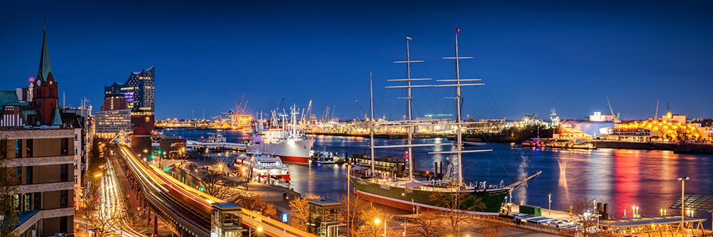 Hamburg Panorama bei Nacht - Hamburg Bild digital als Datei kaufen