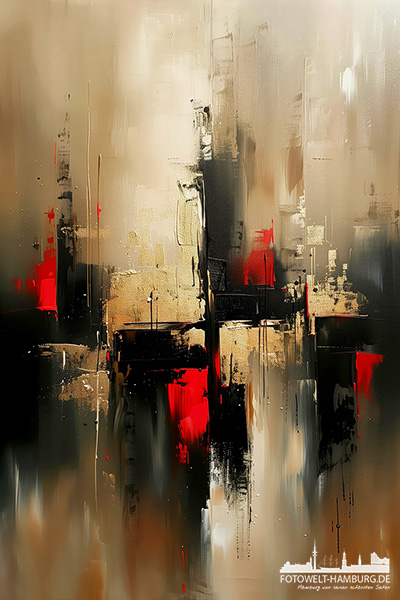 Abstrakte Skyline - modernes Wandbild im Stil eines Gemäldes als Kunstdruck auf Leinwand, Acrylglas oder als Poster