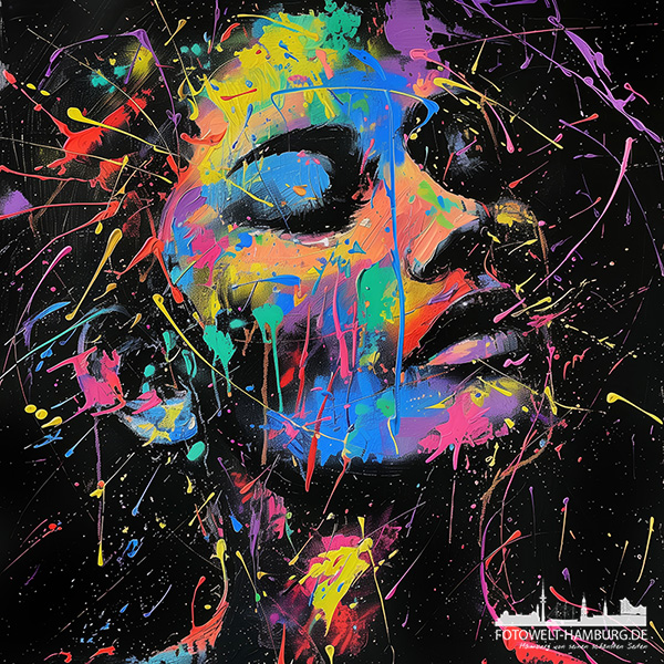 Porträt Splash - modernes Wandbild im Stil eines Gemäldes als Kunstdruck auf Leinwand, Acrylglas oder als Poster