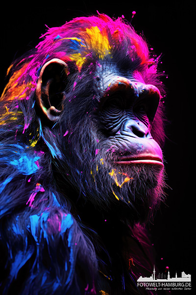 Bunter Affe - digitales Gemälde als Kunstdruck auf Leinwand, Acrylglas oder als Poster