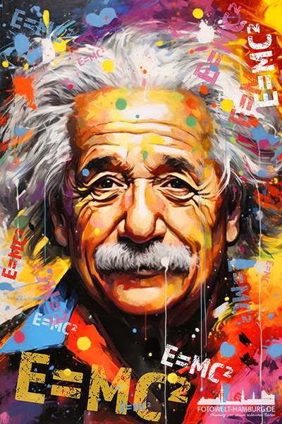 Albert Einstein Popart - digitales Gemälde als Kunstdruck auf Leinwand, Acrylglas oder als Poster