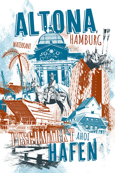 Altona - Modernes Hamburg Pop-Art Bild auf Leinwand, Acrylglas, Akustikbild oder als Poster