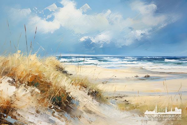 Am Meer - maritimes Wandbild im Stil eines Gemäldes als Kunstdruck auf Leinwand, Acrylglas oder als Poster