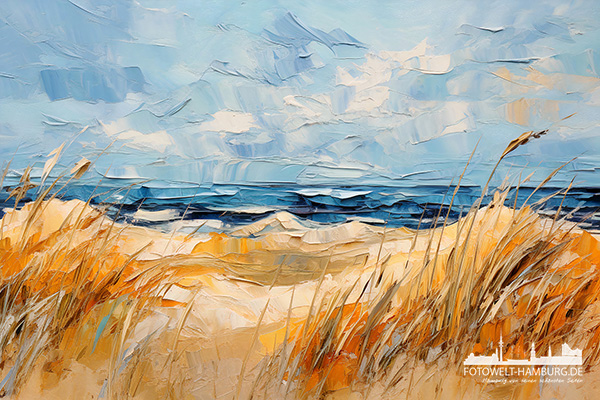 Raue Nordsee - maritimes Wandbild im Stil eines Gemäldes als Kunstdruck auf Leinwand, Acrylglas oder als Poster