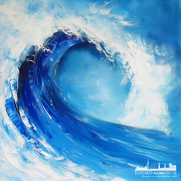 Große Welle - modernes Wandbild im Stil eines Gemäldes als Kunstdruck auf Leinwand, Acrylglas oder als Poster