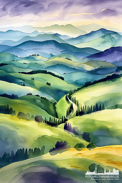Weite Landschaft - modernes Wandbild im Stil eines Gemäldes als Kunstdruck auf Leinwand, Acrylglas oder als Poster