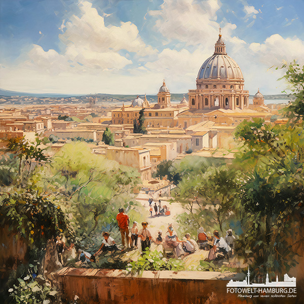 Die ewige Stadt - digitales Gemälde als Kunstdruck auf Leinwand, Acrylglas oder als Poster