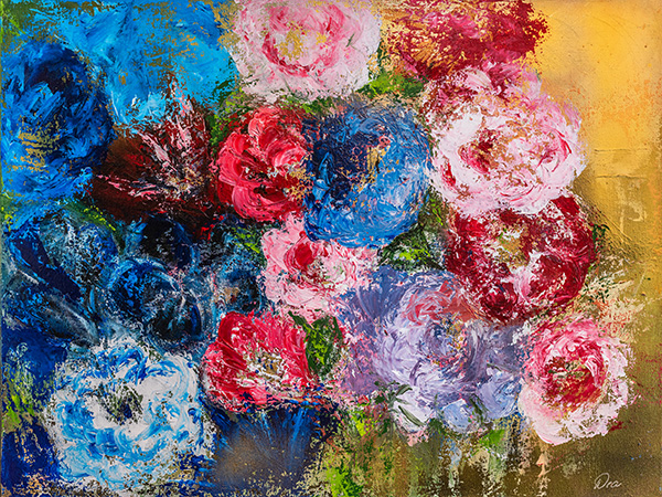 Blumenbouquet - Blumen Gemälde als Kunstdruck auf Leinwand, Acrylglas oder als Poster
