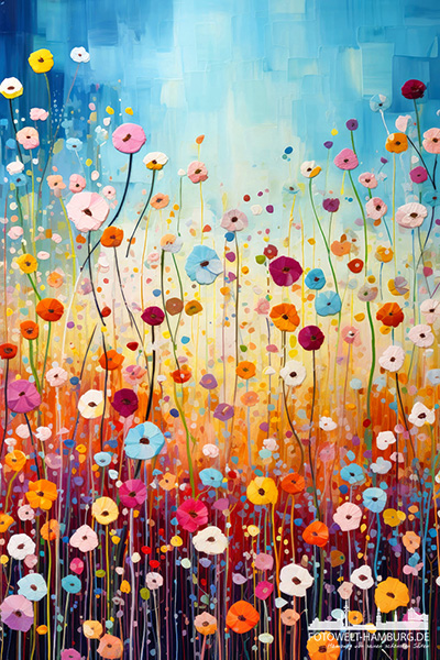 Bunte Blumen - digitales Gemälde als Kunstdruck auf Leinwand, Acrylglas oder als Poster