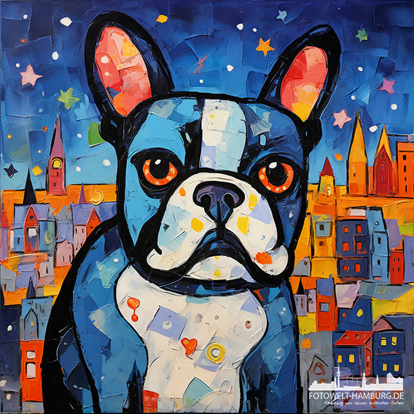 Bunter Hund - digitales Gemälde als Kunstdruck auf Leinwand, Acrylglas oder als Poster