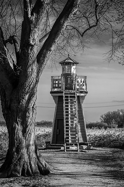 Leuchtfeuer Bunthaus - Hamburg Schwarzweiß-Foto auf Leinwand, Acrylglas, Akustikbild oder als Poster