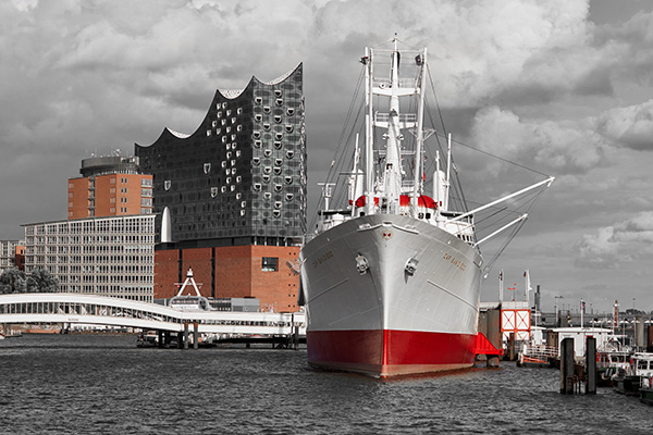 Hamburg Elbphilharmonie bei Sonnenuntergang - Bild auf Leinwand, Acrylglas, Alu-Dibond 