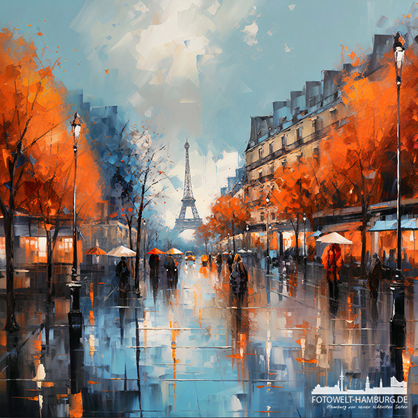 Champs Élysées - digitales Gemälde als Kunstdruck auf Leinwand, Acrylglas oder als Poster