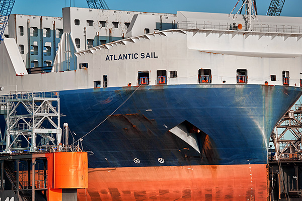 Containerschiff Atlantic Sail - Hamburger Hafen Bild auf Leinwand oder Acrylglas