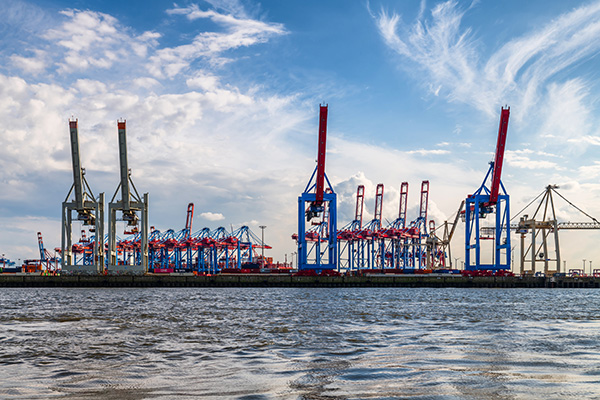 Blick auf das Terminal Burchardkai - Hamburger Hafen Bild auf Leinwand, Acrylglas oder als Poster
