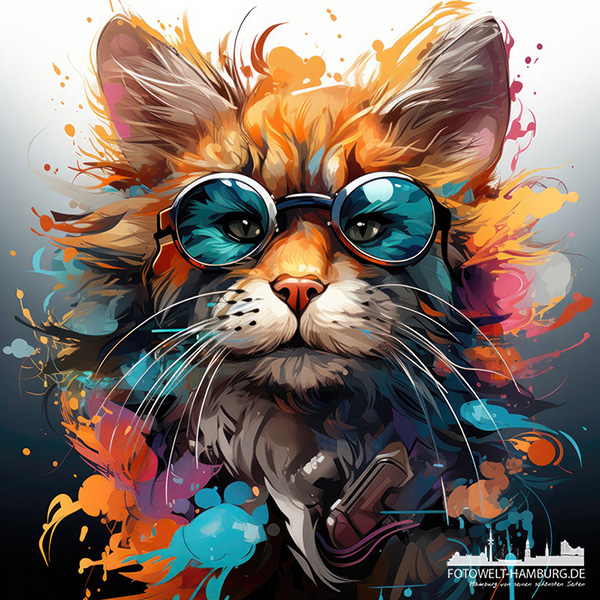 Cool Cat - digitales Gemälde als Kunstdruck auf Leinwand, Acrylglas oder als Poster