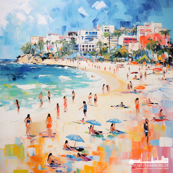 Am Strand - digitales Gemälde als Kunstdruck auf Leinwand, Acrylglas oder als Poster