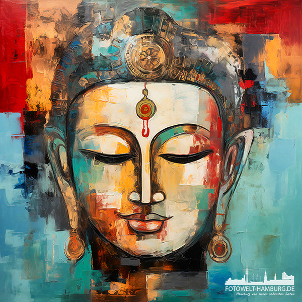 Buddha - digitales Gemälde als Kunstdruck auf Leinwand, Acrylglas oder als Poster