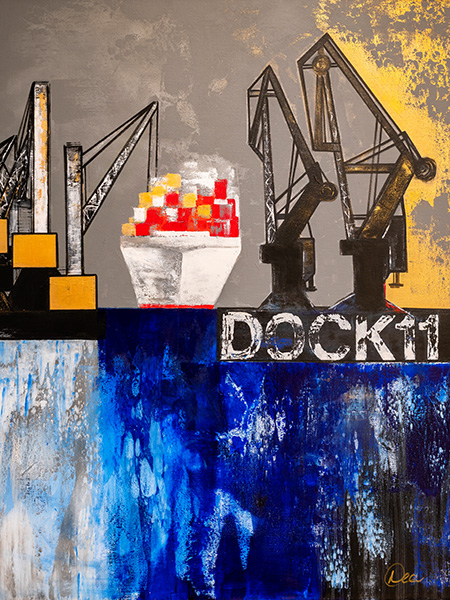 Dock 11 - Hamburger Hafen Gemälde als Kunstdruck auf Leinwand, Acrylglas oder als Poster