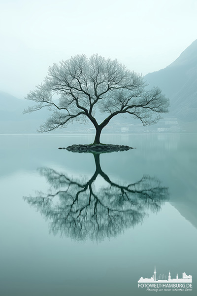 Einsamer Baum - modernes Wandbild im Stil einer Fotografie als Kunstdruck auf Leinwand, Acrylglas oder als Poster