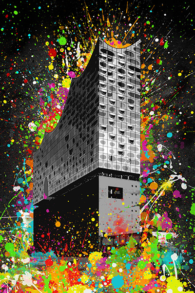 Elbphilharmonie Splash - Hamburg Wandbild auf Leinwand, Acrylglas, Akustikbild oder als Poster