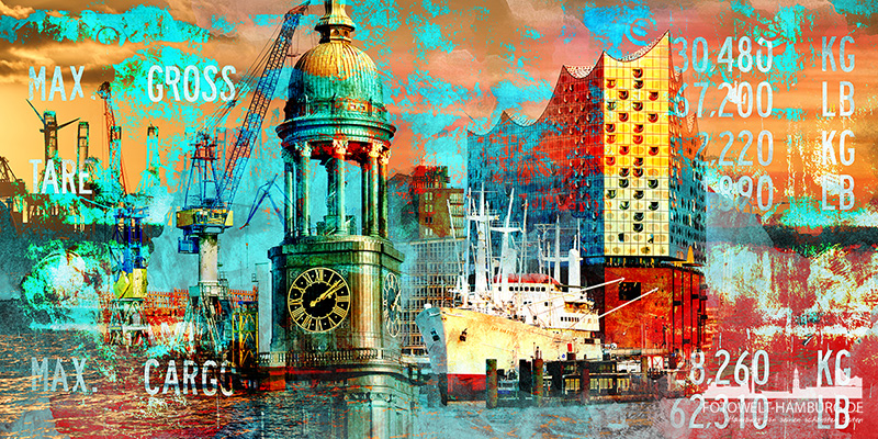 Hamburg Collage 035 - Bild auf Leinwand oder Acrylglas