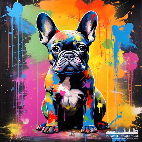 Pop Art Frenchie - modernes Wandbild als Kunstdruck auf Leinwand, Acrylglas oder als Poster