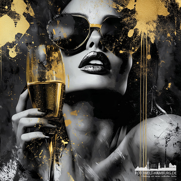 Golden Glamour - modernes Wandbild im Stil eines Gemäldes als Kunstdruck auf Leinwand, Acrylglas oder als Poster
