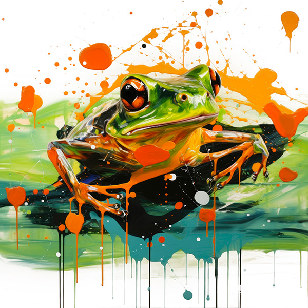 Grüner Frosch - digitales Gemälde als Kunstdruck auf Leinwand, Acrylglas oder als Poster
