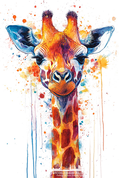 Giraffe - modernes Wandbild im Stil eines Gemäldes als Kunstdruck auf Leinwand, Acrylglas oder als Poster