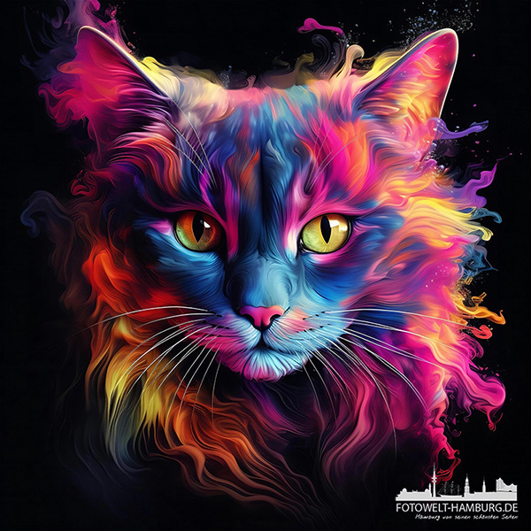 Neo Katze - modernes Wandbild als Kunstdruck auf Leinwand, Acrylglas oder als Poster