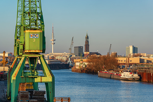 Historischer Hafenkran - Hamburger Hafen Wandbild auf Leinwand, Acrylglas, Akustikbild oder als Poster