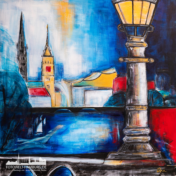 Außenalster - Hamburg Gemälde als Kunstdruck auf Leinwand, Acrylglas oder als Poster