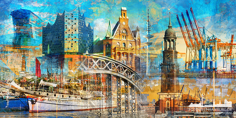 Hamburg Collage 025 - Bild auf Leinwand
