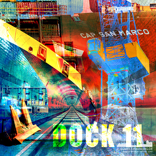 Port of Hamburg II - Abstraktes Hamburg Bild im Pop-Art Stil auf Leinwand, Acrylglas oder als Poster