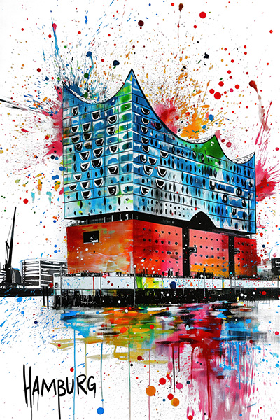 Hamburg Pop Art - Hamburg Bild auf Leinwand, Acrylglas, Akustikbild oder als Poster