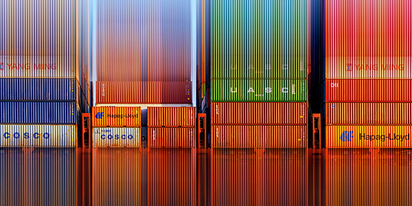 Containervielfalt - Abstraktes Hamburger Hafen Bild auf Leinwand, Acrylglas oder als Poster