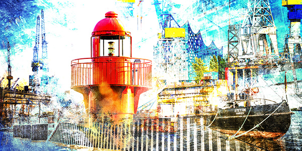 Hamburg Collage 041 - Hamburg Bild auf Leinwand, Acrylglas oder als Poster